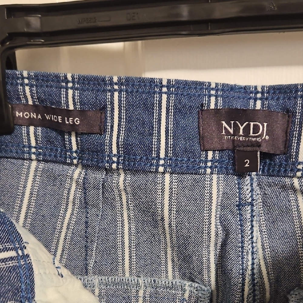 NYDJ Blue and White Striped Wide-Leg Chinos - Picture 2 of 8
